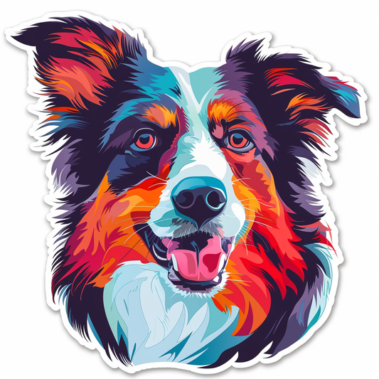 Border Collie Dog majestic Expressive surreal Vinyl Decal Sticker for Car, Laptop, Tumbler and more # F021713-4" x 4"
