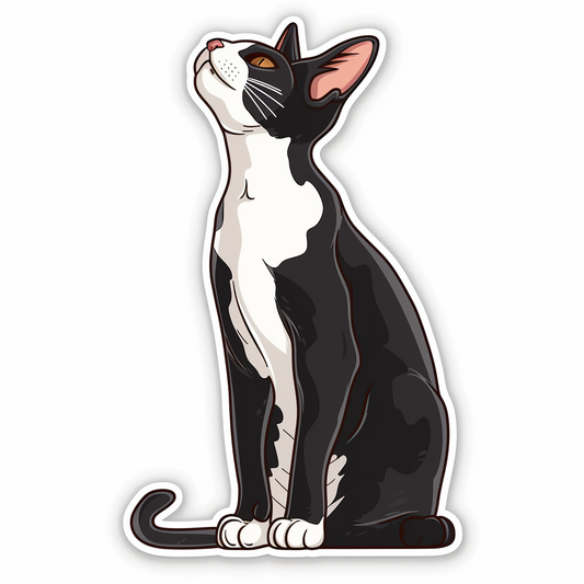 Adorable Cornish Rex Cat Expressive surreal Vinyl Decal Sticker for Car, Laptop, Tumbler and more # F021411-4" x 4"