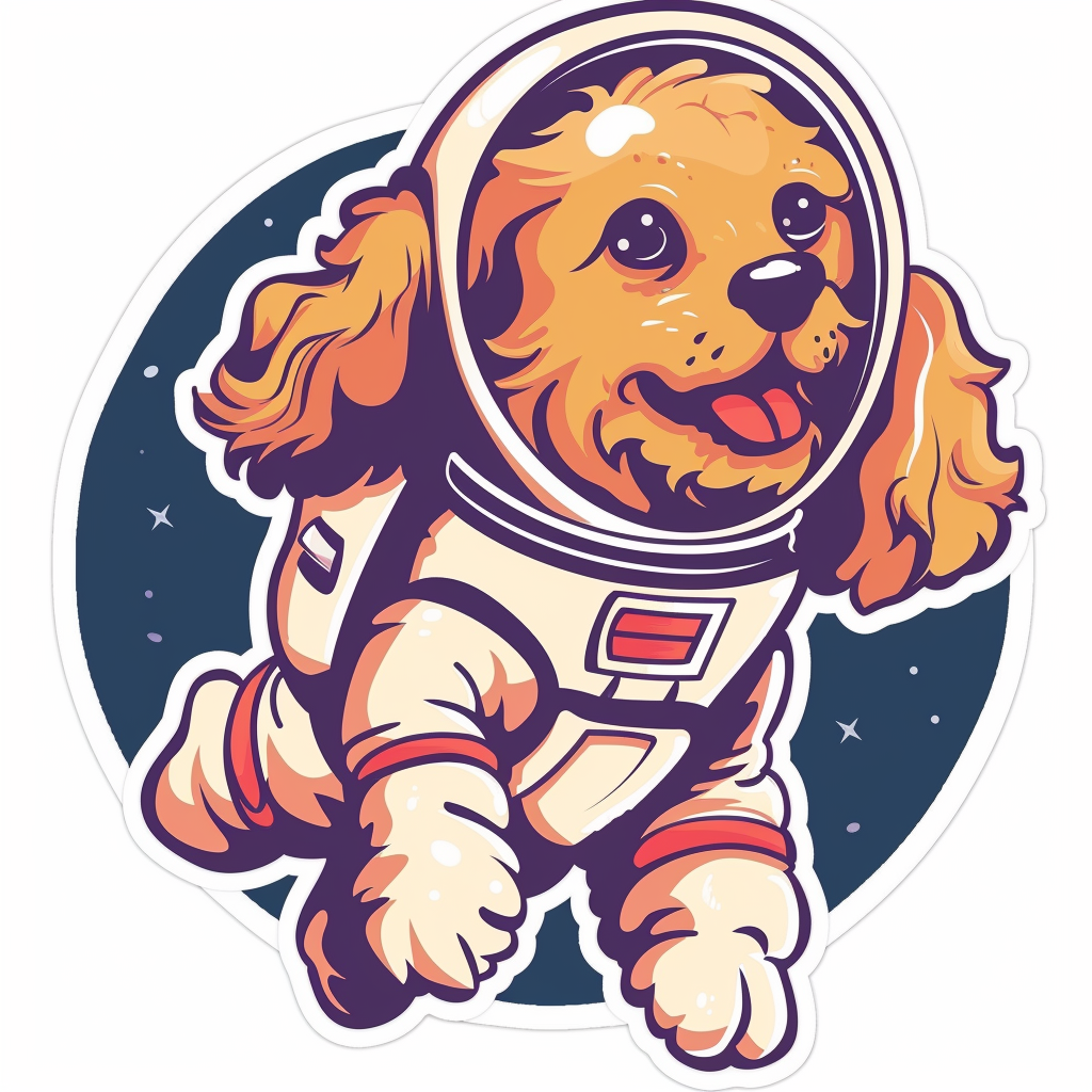 Sticker of a Cocker Spaniel Dog astronaut majestic Expressive surreal Vinyl Decal Sticker for Car, Laptop, Tumbler and more # F020189