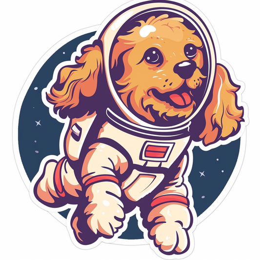 Sticker of a Cocker Spaniel Dog astronaut majestic Expressive surreal Vinyl Decal Sticker for Car, Laptop, Tumbler and more # F020189