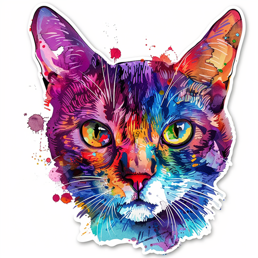 Abyssinian Cat astronaut majestic Expressive surreal Vinyl Decal Sticker for Car, Laptop, Tumbler and more # F021083-4" x 4"