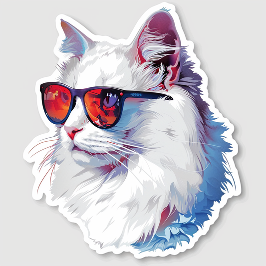 Adorable Turkish Angora Cat  Vinyl Decal Sticker for Car, Laptop, Tumbler and more # F020797-4" x 4"