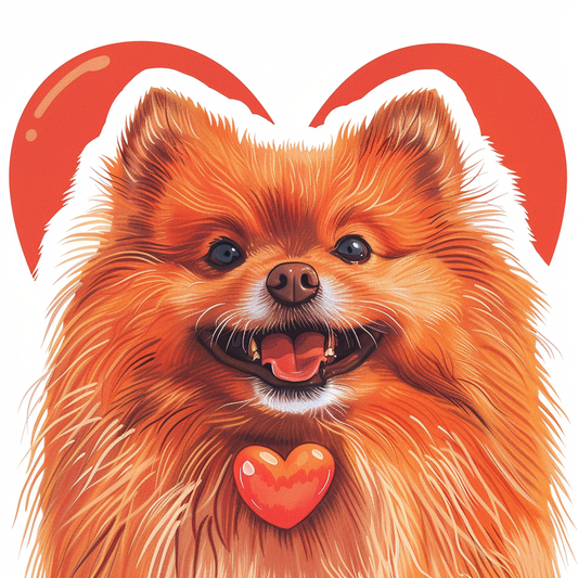 Sticker of a Pomeranian Dog majestic Expressive surreal Heartcore Vinyl Decal Sticker for Car, Laptop, Tumbler and more # F013951