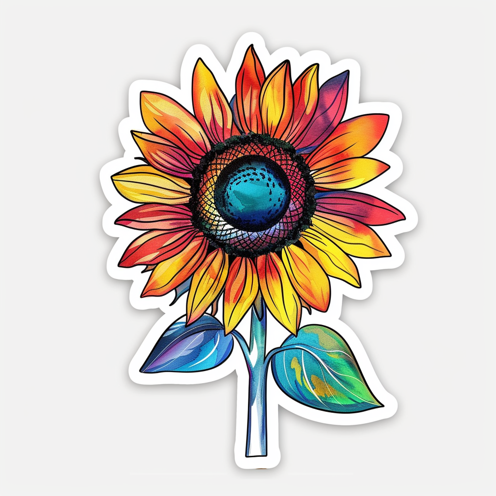 Sunflower flower majestic Expressive surreal Vinyl Decal Sticker for Car, Laptop, Tumbler and more # F023153