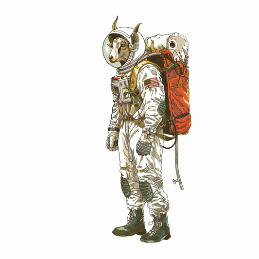 Goat majestic Astronaut Expressive surreal Vinyl Decal Sticker for Car, Laptop, Tumbler and more # F020503-4" x 4"