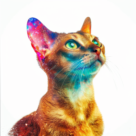 Abyssinian Cat astronaut majestic Expressive surreal Vinyl Decal Sticker for Car, Laptop, Tumbler and more # F021192-4" x 4"