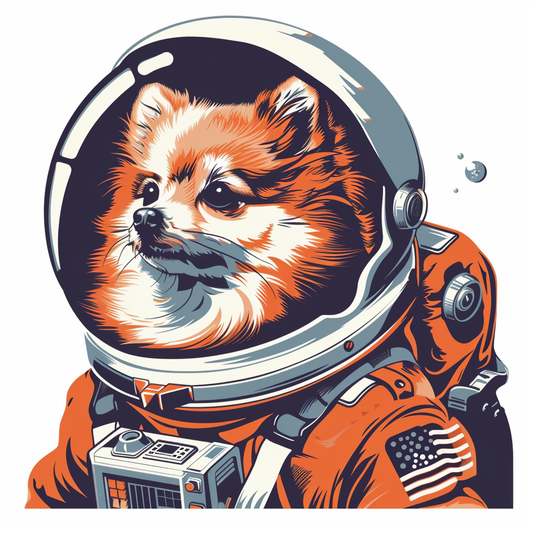 Sticker of a Pomeranian Dog astronaut majestic Expressive surreal Vinyl Decal Sticker for Car, Laptop, Tumbler and more # F013826