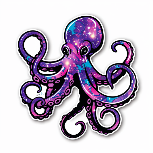Sticker of a Octopus heartcore majestic Expressive surreal Vinyl Decal Sticker for Car, Laptop, Tumbler and more # F015468