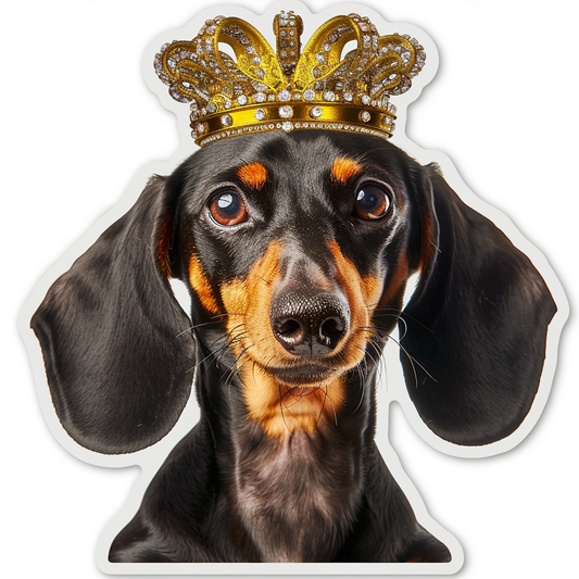 Dachshund Dog crowned Vinyl Decal Sticker for Car, Laptop, Tumbler and more # F013131