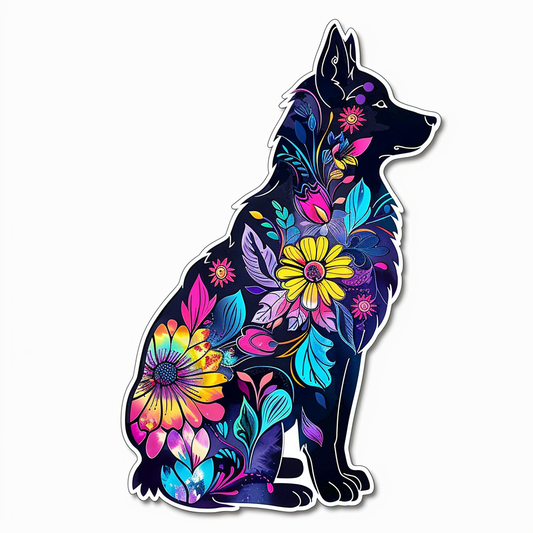 German Shepherd Dog floral Vinyl Decal Sticker for Car, Laptop, Tumbler and more # F011491
