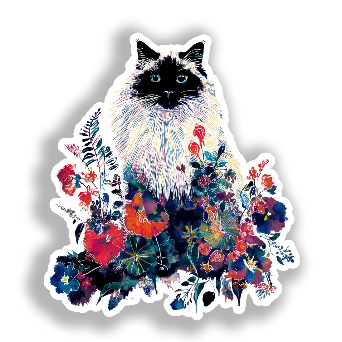 Birman Cat Vinyl Decal Sticker for Car, Laptop, Tumbler and more # A019021-4" x 4"