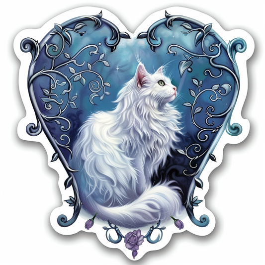 Adorable Turkish Angora Cat  Vinyl Decal Sticker for Car, Laptop, Tumbler and more # F020937-4" x 4"
