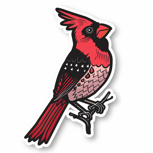 Sticker of a Cardinal Bird majestic Expressive surreal Vinyl Decal Sticker for Car, Laptop, Tumbler and more # F024243