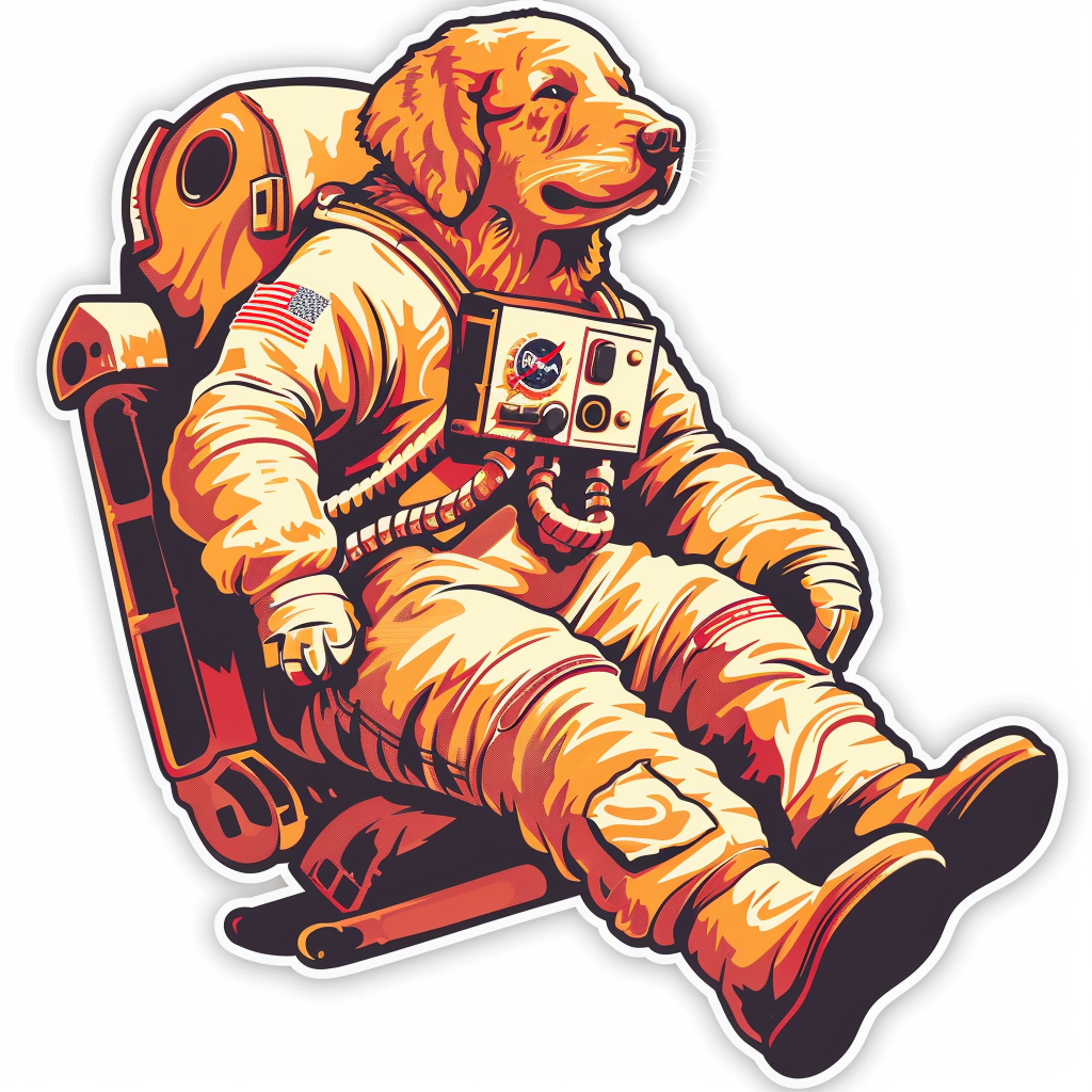 Golden Retriever Dog astronaut Vinyl Decal Sticker for Car, Laptop, Tumbler and more # F010489