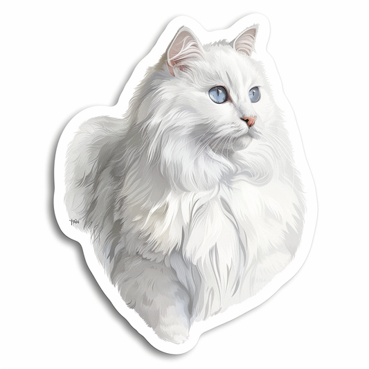 Adorable Turkish Angora Cat  Vinyl Decal Sticker for Car, Laptop, Tumbler and more # F020962-4" x 4"