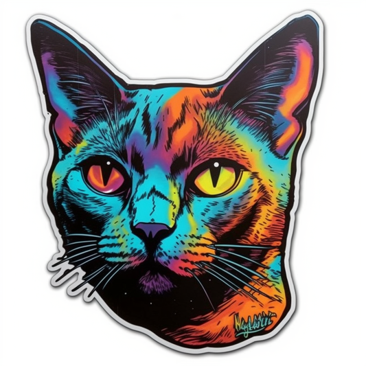 Burmese Cat modern neon graffiti Vinyl Decal Sticker for Car, Laptop, Tumbler and more # F010706
