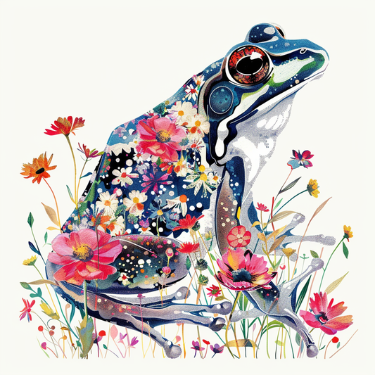 Sticker of a Frog floral majestic Expressive surreal Vinyl Decal Sticker for Car, Laptop, Tumbler and more # F016696