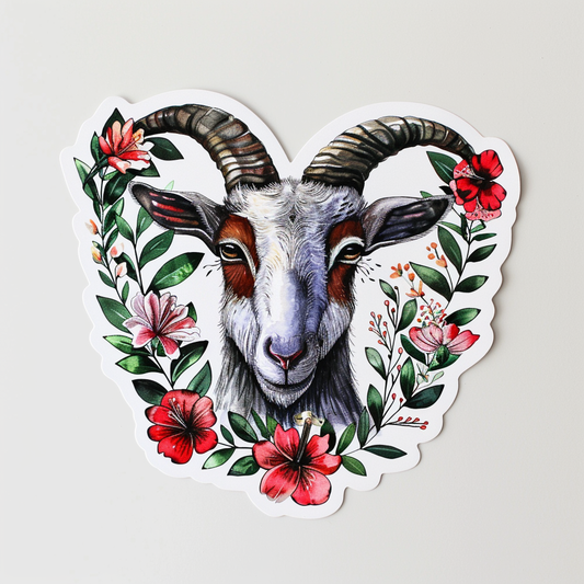 Goat majestic Expressive surreal Vinyl Decal Sticker for Car, Laptop, Tumbler and more # F020695-4" x 4"