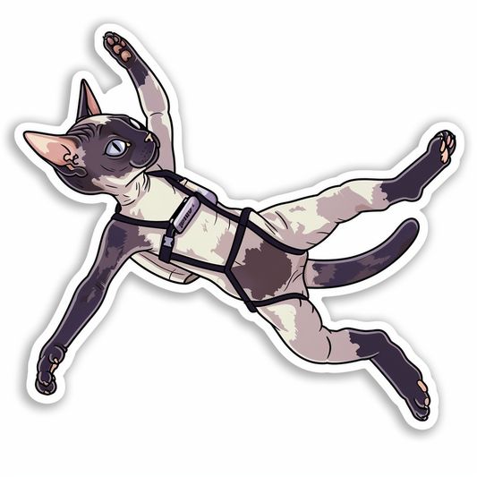 Adorable Cornish Rex Cat Expressive surreal Vinyl Decal Sticker for Car, Laptop, Tumbler and more # F021458-4" x 4"