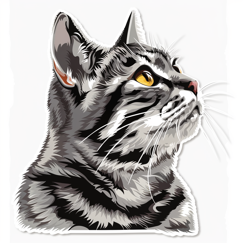 American Shorthair Cat majestic Expressive surreal Vinyl Decal Sticker for Car, Laptop, Tumbler and more # F018607