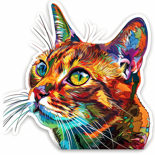 Abyssinian Cat astronaut majestic Expressive surreal Vinyl Decal Sticker for Car, Laptop, Tumbler and more # F021082-4" x 4"