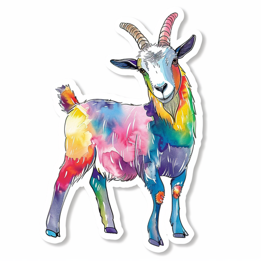 Goat majestic Expressive surreal Vinyl Decal Sticker for Car, Laptop, Tumbler and more # F020456-4" x 4"
