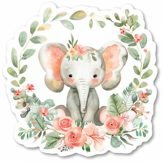 Elephant Expressive surreal Vinyl Decal Sticker for Car, Laptop, Tumbler and more # F022366-4" x 4"