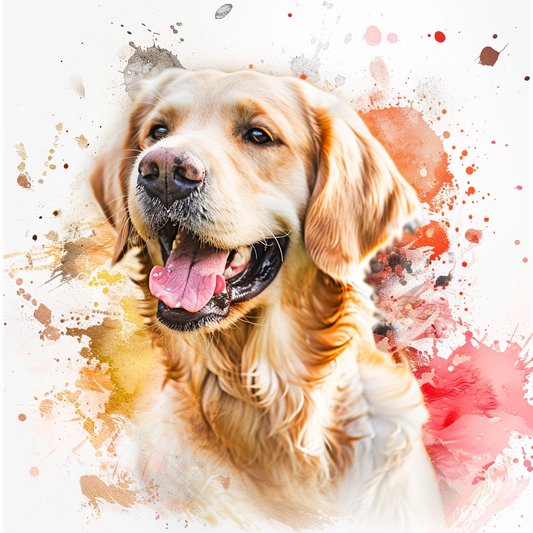 Golden Retriever Expressive surreal Vinyl Decal Sticker for Car, Laptop, Tumbler and more # F020382-4" x 4"