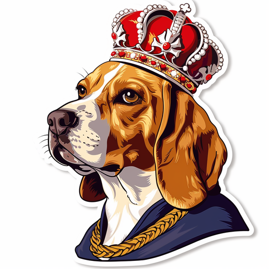 Beagle dog crowned Vinyl Decal Sticker for Car, Laptop, Tumbler and more # F011858