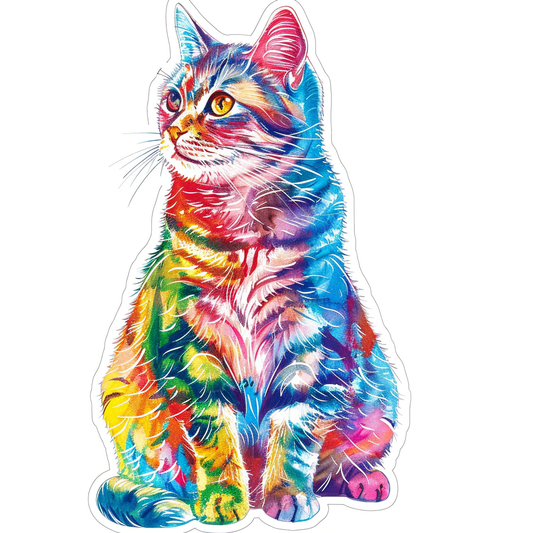 American Shorthair Cat majestic Expressive surreal Vinyl Decal Sticker for Car, Laptop, Tumbler and more # F019872-4" x 4"