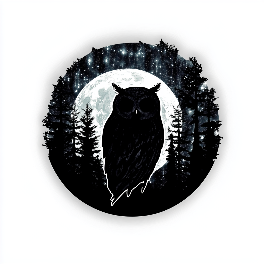 Owl Moon and Stars Vinyl Decal Sticker for Car, Laptop, Tumbler and more # F025763