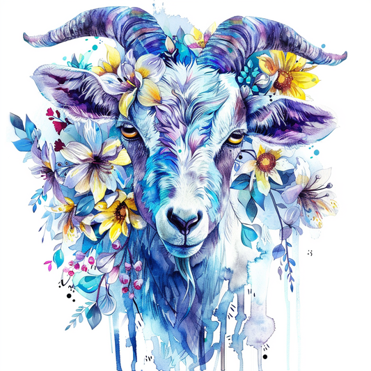 Goat majestic Expressive surreal Vinyl Decal Sticker for Car, Laptop, Tumbler and more # F020515-4" x 4"