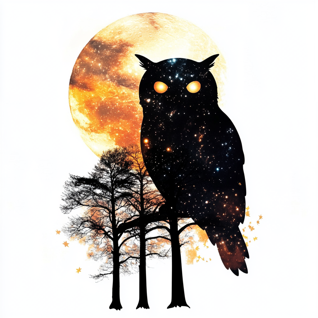 Owl Moon and Stars Vinyl Decal Sticker for Car, Laptop, Tumbler and more # F025723