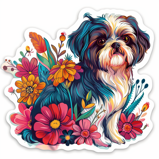 Adorable Shih Tzu Dog Expressive surreal Vinyl Decal Sticker for Car, Laptop, Tumbler and more # F018393