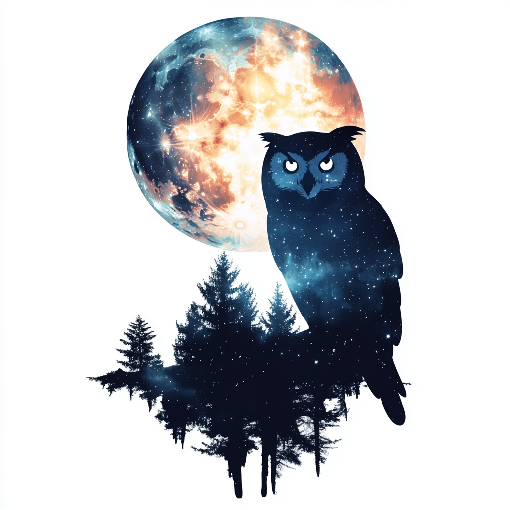 Owl Moon and Stars Vinyl Decal Sticker for Car, Laptop, Tumbler and more # F025769