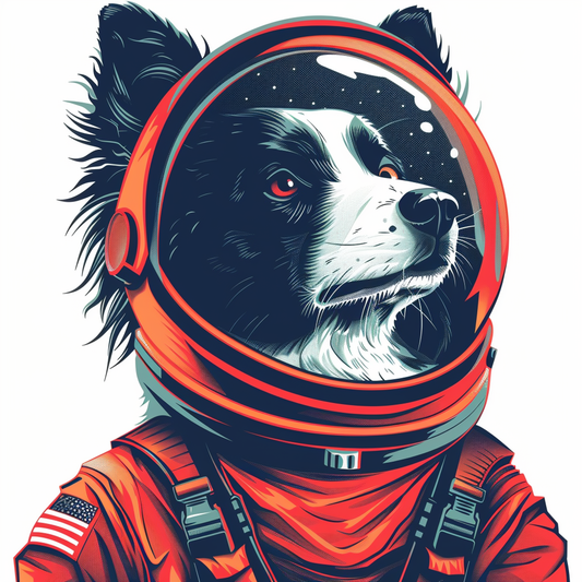 Border Collie Dog majestic Expressive surreal Vinyl Decal Sticker for Car, Laptop, Tumbler and more # F021741-4" x 4"