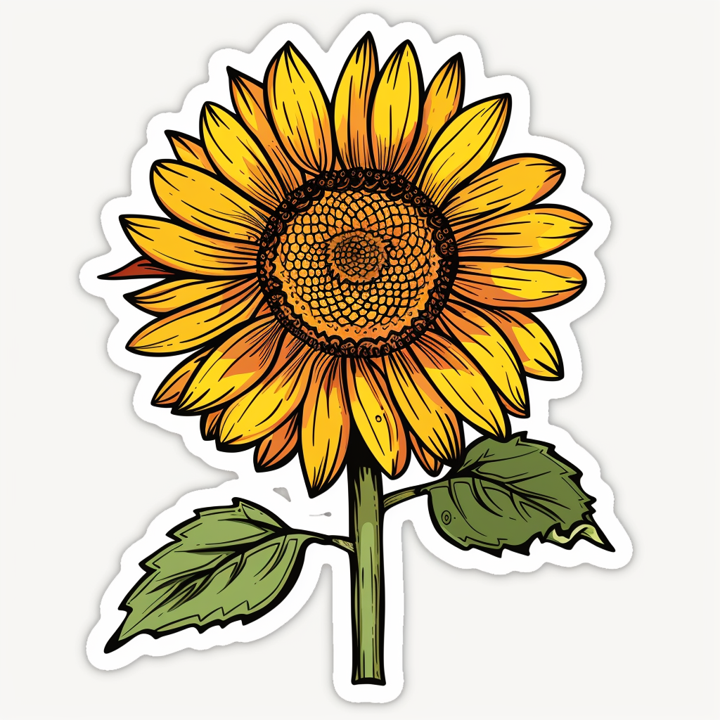 Sunflower flower majestic Expressive surreal Vinyl Decal Sticker for Car, Laptop, Tumbler and more # F023006