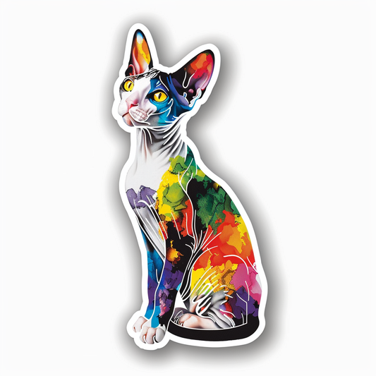 Adorable Cornish Rex Cat Expressive surreal Vinyl Decal Sticker for Car, Laptop, Tumbler and more # F021514-4" x 4"