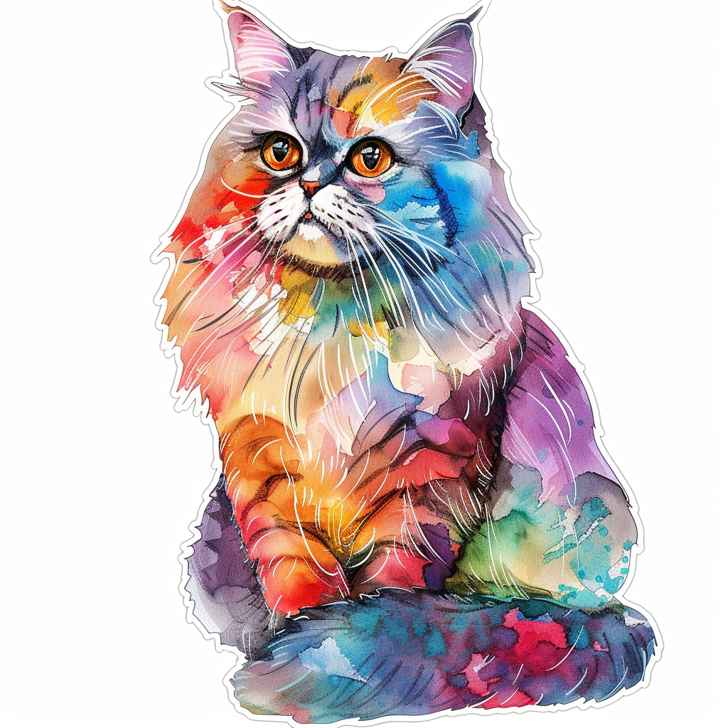 Sticker of a Persian Cat majestic Expressive surreal Vinyl Decal Sticker for Car, Laptop, Tumbler and more # F016336