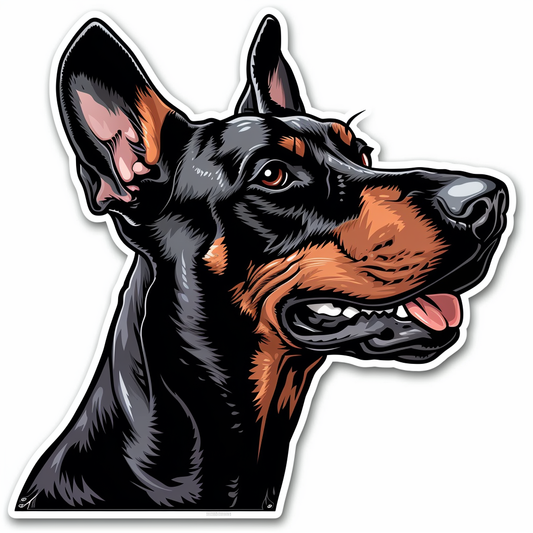 Doberman Pinscher Dog majestic Expressive surreal Vinyl Decal Sticker for Car, Laptop, Tumbler and more # F019315