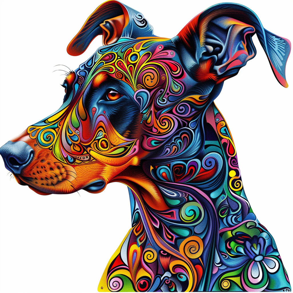 Doberman Pinscher Dog floral majestic Expressive surreal Vinyl Decal Sticker for Car, Laptop, Tumbler and more # F019402