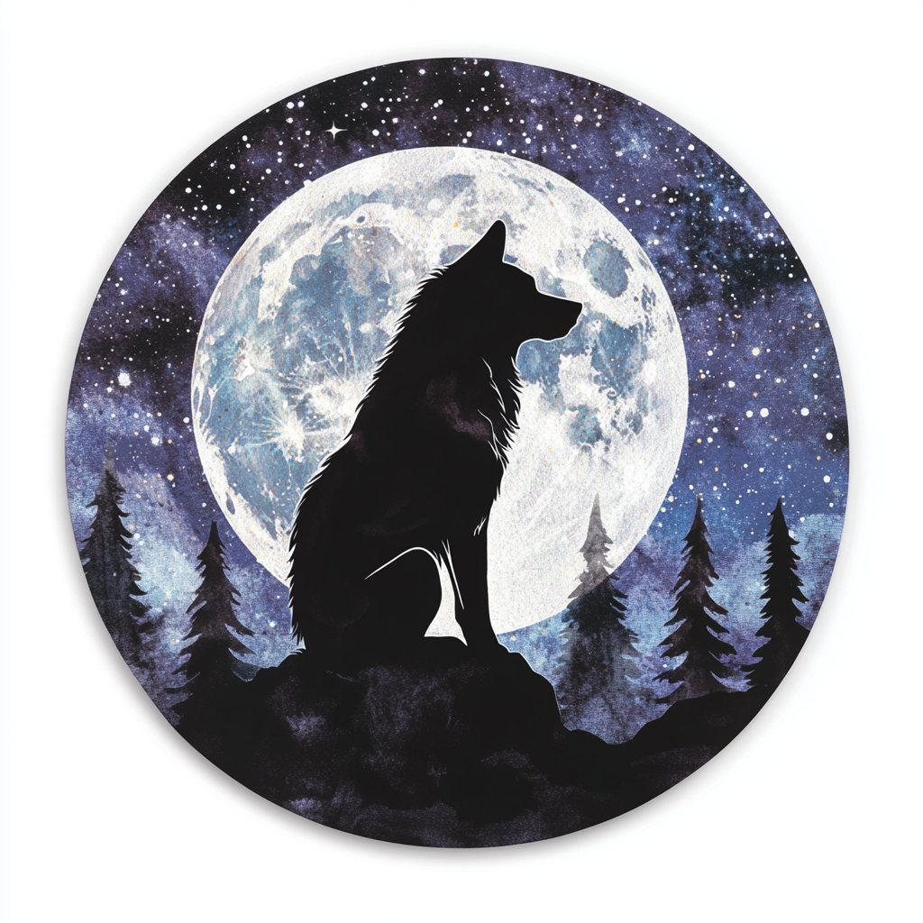 Wolf Moon and Stars Vinyl Decal Sticker for Car, Laptop, Tumbler and more # F025666