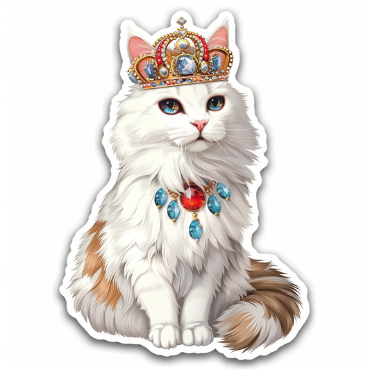 Adorable Turkish Angora Cat  Vinyl Decal Sticker for Car, Laptop, Tumbler and more # F020857-4" x 4"