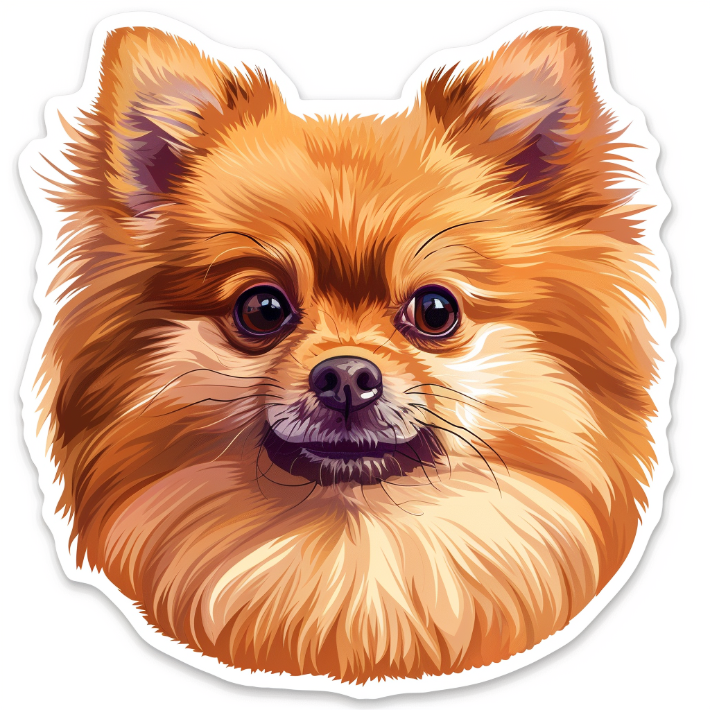 Sticker of a Pomeranian Dog majestic Expressive surreal Vinyl Decal Sticker for Car, Laptop, Tumbler and more # F013812