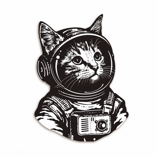American Shorthair Cat astronaut Expressive surreal Vinyl Decal Sticker for Car, Laptop, Tumbler and more # F019791-4" x 4"