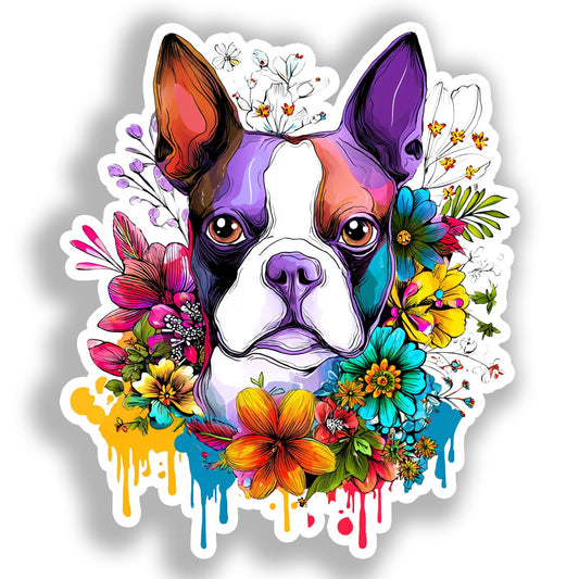 Boston Terrier Dog Vinyl Decal Sticker for Car, Laptop, Tumbler and more # A018987-4" x 4"