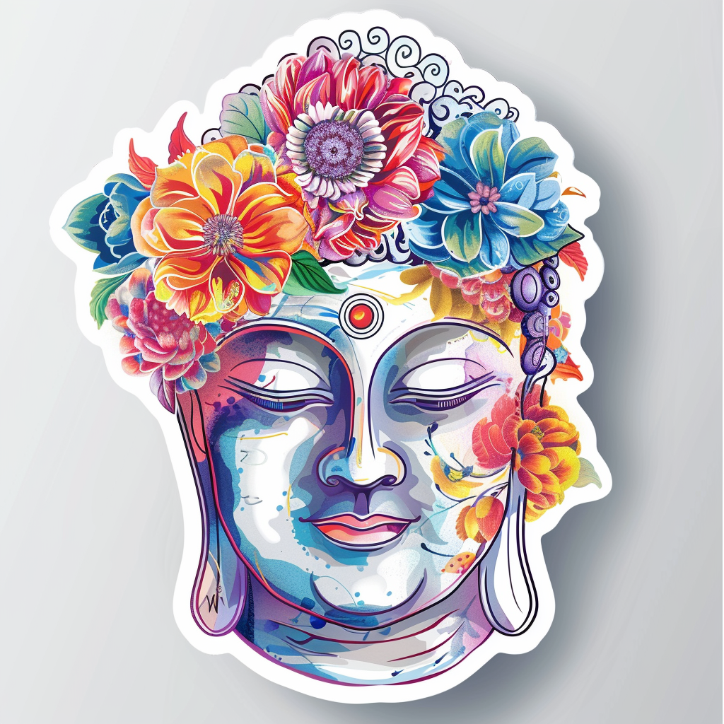 Buddha floral majestic Expressive surreal Vinyl Decal Sticker for Car, Laptop, Tumbler and more # F016979