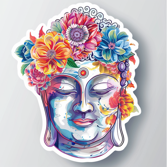 Buddha floral majestic Expressive surreal Vinyl Decal Sticker for Car, Laptop, Tumbler and more # F016979