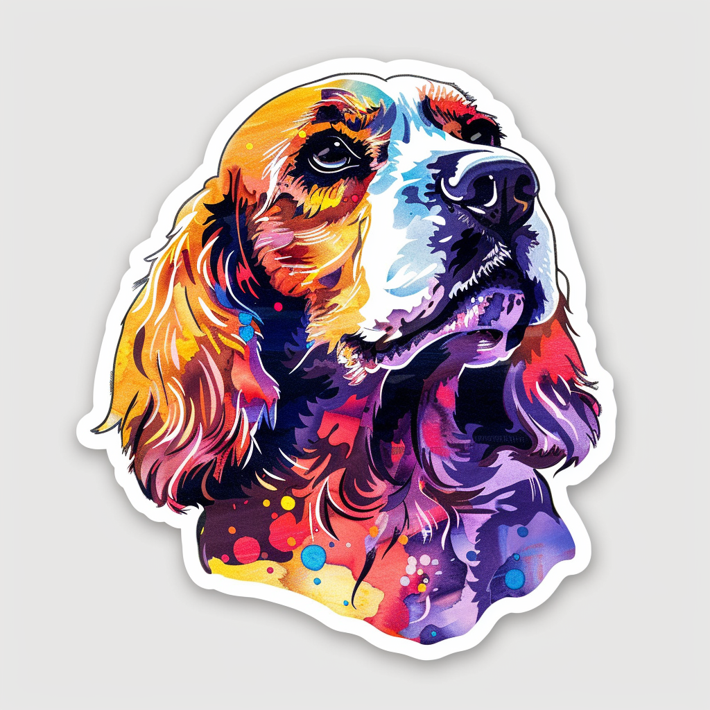 Cocker Spaniel Dog majestic Expressive surreal Vinyl Decal Sticker for Car, Laptop, Tumbler and more # F020114-4" x 4"