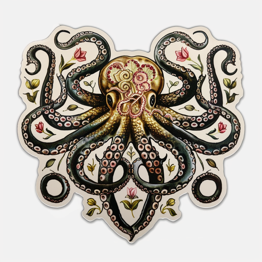 Sticker of a Octopus heartcore majestic Expressive surreal Vinyl Decal Sticker for Car, Laptop, Tumbler and more # F015767